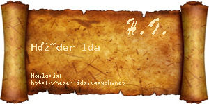 Héder Ida névjegykártya